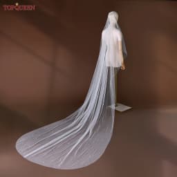 TOPQUEEN Pearls Bridal Veils with Comb Wedding Veil 1 Tier 3 Meter Luxury Long Wedding Veil Bridal Hair Accessories Wedding V180