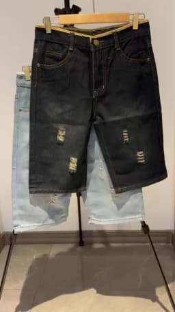 29-40 New Summer Men's Personalized Washable Perforated Denim Pants Large Casual Middle Pants