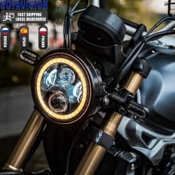 Universal 7" Led Motorcycle Headlight DRL H4 Headlamp For Honda Yamaha Suzuki Victory Kawasaki 7.5 Inch Lamp Housing Accessories