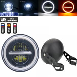 Universal 7" Led Motorcycle Headlight DRL H4 Headlamp For Honda Yamaha Suzuki Victory Kawasaki 7.5 Inch Lamp Housing Accessories