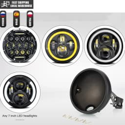 Universal 7" Led Motorcycle Headlight DRL H4 Headlamp For Honda Yamaha Suzuki Victory Kawasaki 7.5 Inch Lamp Housing Accessories