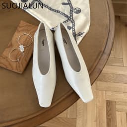 SUOJIALUN Autumn Women Pumps Shoes Fashion Shallow Slip On Ladies Eelgant Single Shoes Square High Heel Outdoor Dress Pumps