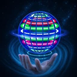 Hand Controlled Flying Ball with Colorful LED Lights, 360° Rotating Suspension Orb, Indoor Outdoor Sports Toy for Teens & Adults