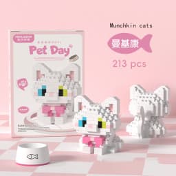 18 Styles Little Dog Cat Cute Pet Small Building Block Model Series Ornaments Children's Toys Miniature Bricks