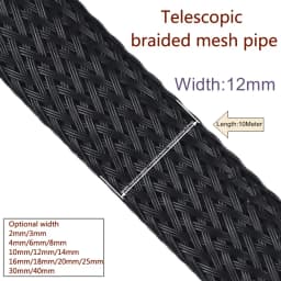 10M Black Braided Cable Sleeving PET Nylon Wrapping Cable Casing Cable Sleeves Wire 8mm/10mm/12mm/15mm/20mm/25mm