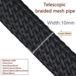 10M Black Braided Cable Sleeving PET Nylon Wrapping Cable Casing Cable Sleeves Wire 8mm/10mm/12mm/15mm/20mm/25mm