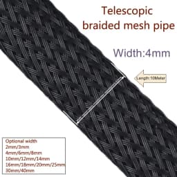 10M Black Braided Cable Sleeving PET Nylon Wrapping Cable Casing Cable Sleeves Wire 8mm/10mm/12mm/15mm/20mm/25mm