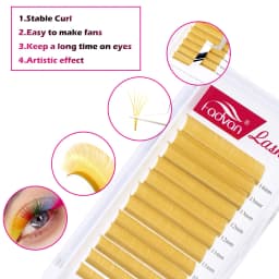 Fadvan Colorful Easy Fanning Eyelashes Extension Red Green Blue Brown Purple Colorful Auto Blooming Makeup Lashes 15-20mm Long