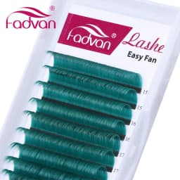 Fadvan Colorful Easy Fanning Eyelashes Extension Red Green Blue Brown Purple Colorful Auto Blooming Makeup Lashes 15-20mm Long