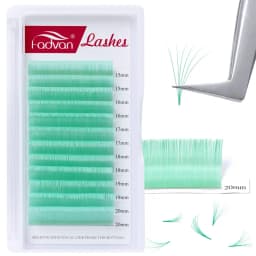 Fadvan Colorful Easy Fanning Eyelashes Extension Red Green Blue Brown Purple Colorful Auto Blooming Makeup Lashes 15-20mm Long