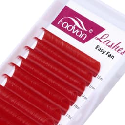 Fadvan Colorful Easy Fanning Eyelashes Extension Red Green Blue Brown Purple Colorful Auto Blooming Makeup Lashes 15-20mm Long