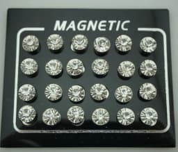 12 Pair(24pcs)/lot 3/4/5/6/7mm Round Crystal Rhinestone Magnet Stud Earring Puck Womens Mens Magnetic Fake Ear Plug Jewelry