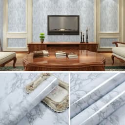 60CM Vinyl Self-adhesive Marble Wallpaper PVC DIY Waterproof Oilproof Wall Stickers Kitchen Bathroom Cabinets Counter Decoration
