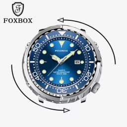FOXBOX Top Brand Fashion Diver Watch Men 50ATM Waterproof Date Clock Sport Watches Mens Quartz Wristwatch Relogio Masculino