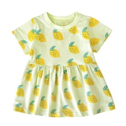 Sanlutoz Short Sleeve Summer Baby Dress Cute Pattern Casual Kids Girls Clothing Dress Cotton