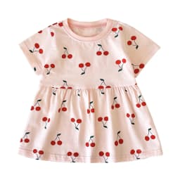 Sanlutoz Short Sleeve Summer Baby Dress Cute Pattern Casual Kids Girls Clothing Dress Cotton