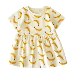 Sanlutoz Short Sleeve Summer Baby Dress Cute Pattern Casual Kids Girls Clothing Dress Cotton