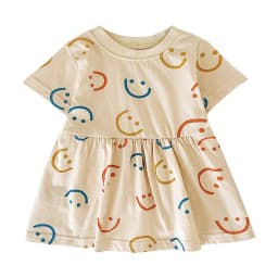 Sanlutoz Short Sleeve Summer Baby Dress Cute Pattern Casual Kids Girls Clothing Dress Cotton