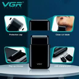 VGR Electric Shaver Professional Shaver Portable Mini Shaving Machine USB Charge Beard Trimmer for Men V 390