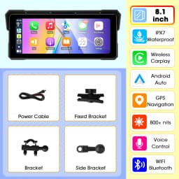 Jansite Motorcycle Display Screen Carplay Moto Navigation Portable Digital Dashboard Motobike Android Auto Waterproof BT Monitor