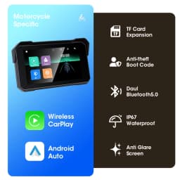 Jansite Motorcycle Display Screen Carplay Moto Navigation Portable Digital Dashboard Motobike Android Auto Waterproof BT Monitor