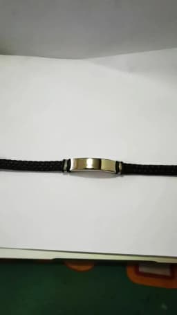 Black Sesame Custom name Logo Leather Bangle & Bracelet Personalized Stainless Steel Bracelets For Women Men ID Bracelet