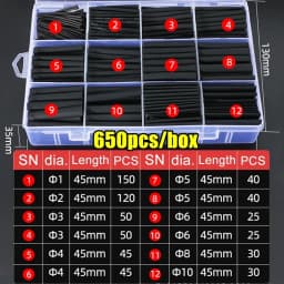 164PCS 2: 1 Cable Shrink Tube Kit Heat Assorted Pack Thermoretractile Insulation Sleeving Cable Wire Shrink Wrapping for DIY