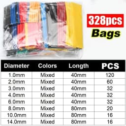 164PCS 2: 1 Cable Shrink Tube Kit Heat Assorted Pack Thermoretractile Insulation Sleeving Cable Wire Shrink Wrapping for DIY