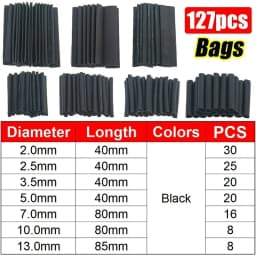 164PCS 2: 1 Cable Shrink Tube Kit Heat Assorted Pack Thermoretractile Insulation Sleeving Cable Wire Shrink Wrapping for DIY