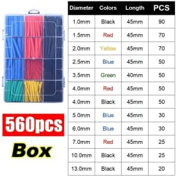 164PCS 2: 1 Cable Shrink Tube Kit Heat Assorted Pack Thermoretractile Insulation Sleeving Cable Wire Shrink Wrapping for DIY