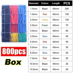 164PCS 2: 1 Cable Shrink Tube Kit Heat Assorted Pack Thermoretractile Insulation Sleeving Cable Wire Shrink Wrapping for DIY