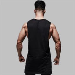 Mens Casual Gym Tank Top Summer Fitness Clothing Cotton Workout Sports Sleeveless Shirt Male Extend Long Singlet Hip Hop Vest