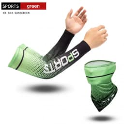 2Pcs Set Summer Ice Silk Cycling Arm Sleeves Breathable Bandana Mask Combination Suit Elastic Cold UV Sun Protection