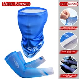 2Pcs Set Summer Ice Silk Cycling Arm Sleeves Breathable Bandana Mask Combination Suit Elastic Cold UV Sun Protection