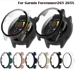 Full Protective Case for Garmin Forerunner 965 Forerunner 265 265S Screen Protector Case Cover PC 2in1 Shell+Tempered Glass Film