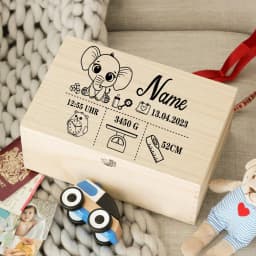 Custom Baby Wooden Memory Box Newbron Shower Gift Personalized Infant Keepsake Box Baby Birth Stats Box Umbilical Cord Box