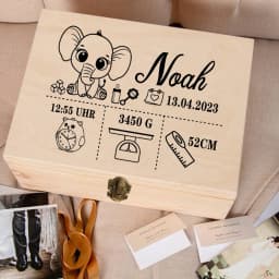 Custom Baby Wooden Memory Box Newbron Shower Gift Personalized Infant Keepsake Box Baby Birth Stats Box Umbilical Cord Box