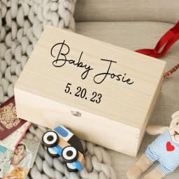 Custom Baby Wooden Memory Box Newbron Shower Gift Personalized Infant Keepsake Box Baby Birth Stats Box Umbilical Cord Box
