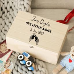 Custom Baby Wooden Memory Box Newbron Shower Gift Personalized Infant Keepsake Box Baby Birth Stats Box Umbilical Cord Box