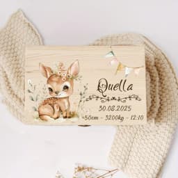 Custom Baby Wooden Memory Box Newbron Shower Gift Personalized Infant Keepsake Box Baby Birth Stats Box Umbilical Cord Box