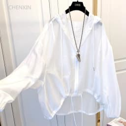Women Hooded Jackets Summer Sun-proof Zipper Coats Thin Loose See Through Outerwear Breathable Outwear Lightweight Clothes White