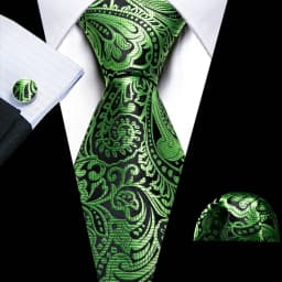 Fashion Men Tie Green Teal Blue Solid Paisley Striped Plaid Floral Animal Necktie Handkerchief Cufflinks Set Barry. silk Wang