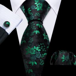 Fashion Men Tie Green Teal Blue Solid Paisley Striped Plaid Floral Animal Necktie Handkerchief Cufflinks Set Barry. silk Wang