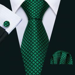 Fashion Men Tie Green Teal Blue Solid Paisley Striped Plaid Floral Animal Necktie Handkerchief Cufflinks Set Barry. silk Wang