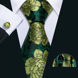 Fashion Men Tie Green Teal Blue Solid Paisley Striped Plaid Floral Animal Necktie Handkerchief Cufflinks Set Barry. silk Wang