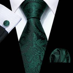 Fashion Men Tie Green Teal Blue Solid Paisley Striped Plaid Floral Animal Necktie Handkerchief Cufflinks Set Barry. silk Wang