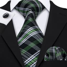 Fashion Men Tie Green Teal Blue Solid Paisley Striped Plaid Floral Animal Necktie Handkerchief Cufflinks Set Barry. silk Wang