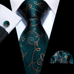 Fashion Men Tie Green Teal Blue Solid Paisley Striped Plaid Floral Animal Necktie Handkerchief Cufflinks Set Barry. silk Wang