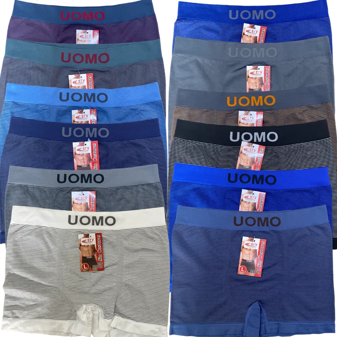 Pack of 12 Uomo Boxer Briefs Size M-L-Xl-Xxl-Xxxl Seamless Underwear Slip Men's Sexy Underpants Bloomers Shorts Underpants. Assortment of Striped Colors, Polyester