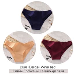 FINETOO 3PCS/Set Women's Panties Cotton Brazilian Underwear Women Sexy V Waist Women's Thong Female Underpants Intimate Lingerie